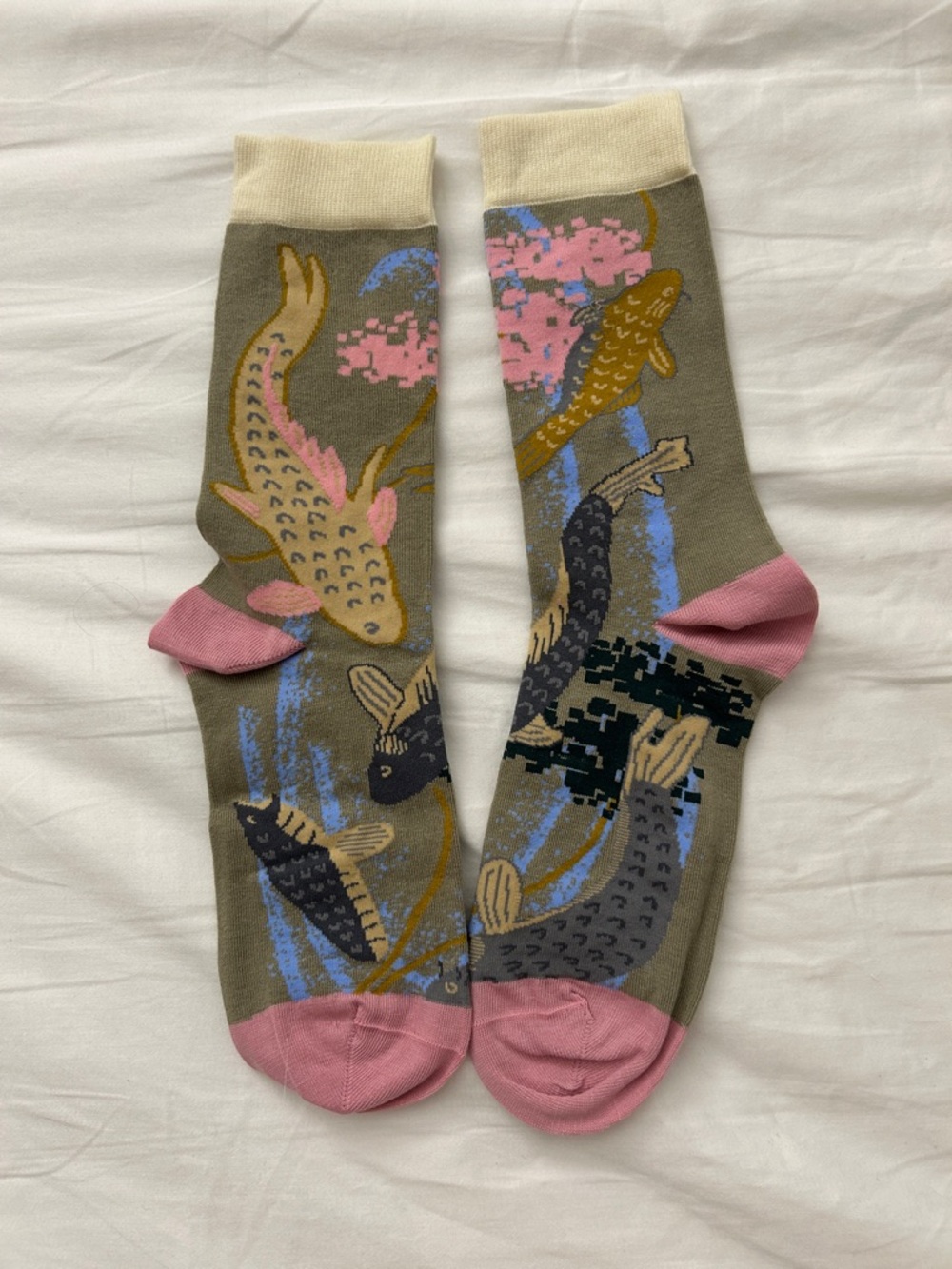 Men's Koi Crew Socks with Pink Accents